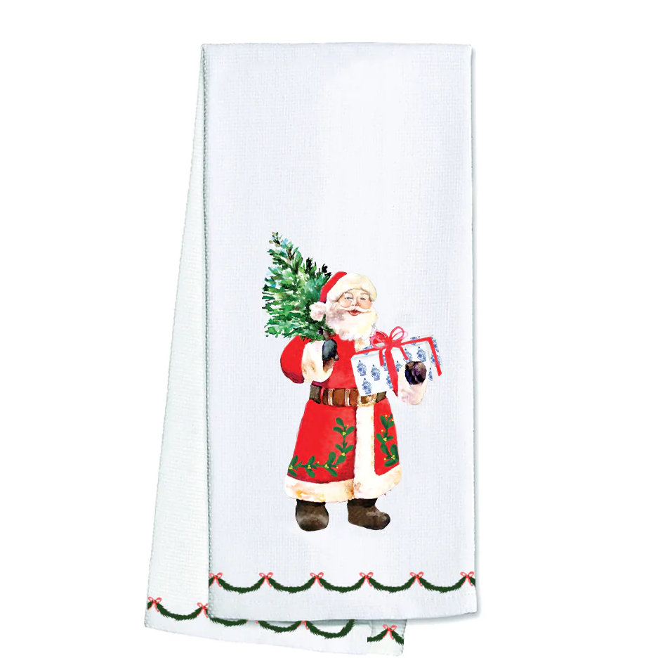 Santa Claus with Gift Tea Towel