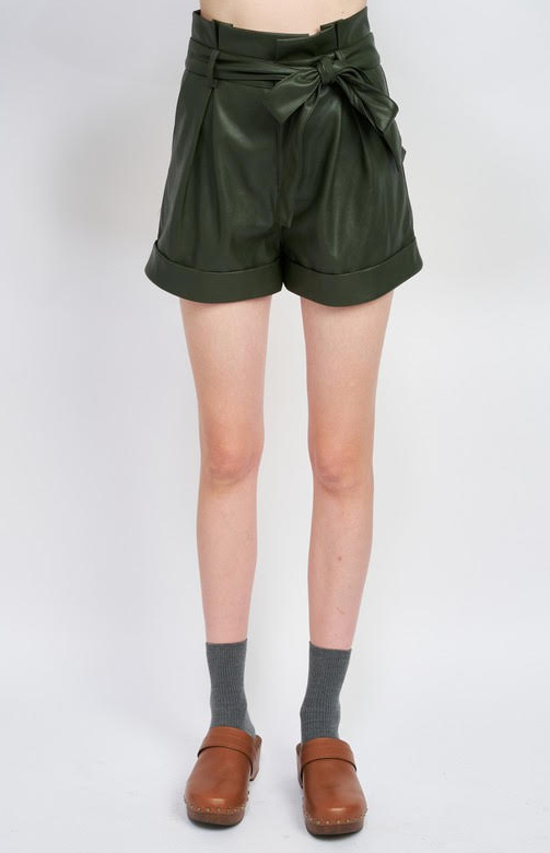 Green Leather Shorts