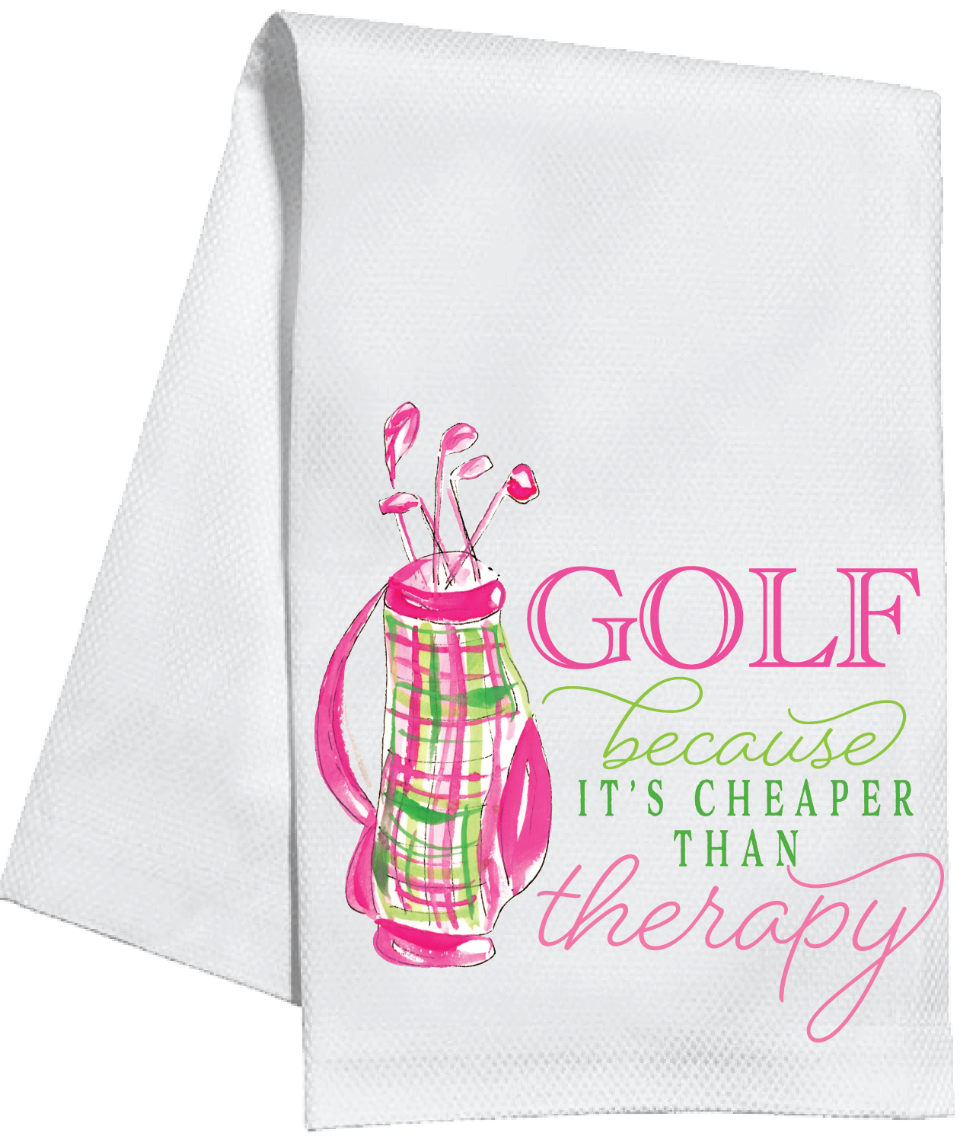 Golf Because It's Cheaper Than Therapy Kitchen Towels  (RED)
