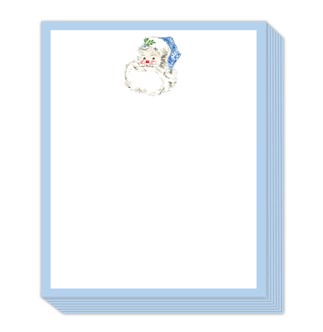 Handpainted Blue Santa Short Stack Notepad