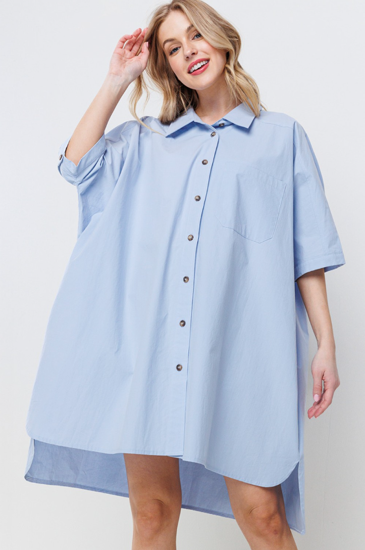Short Sleeve Oversized T-Shirt Dress with Pockets