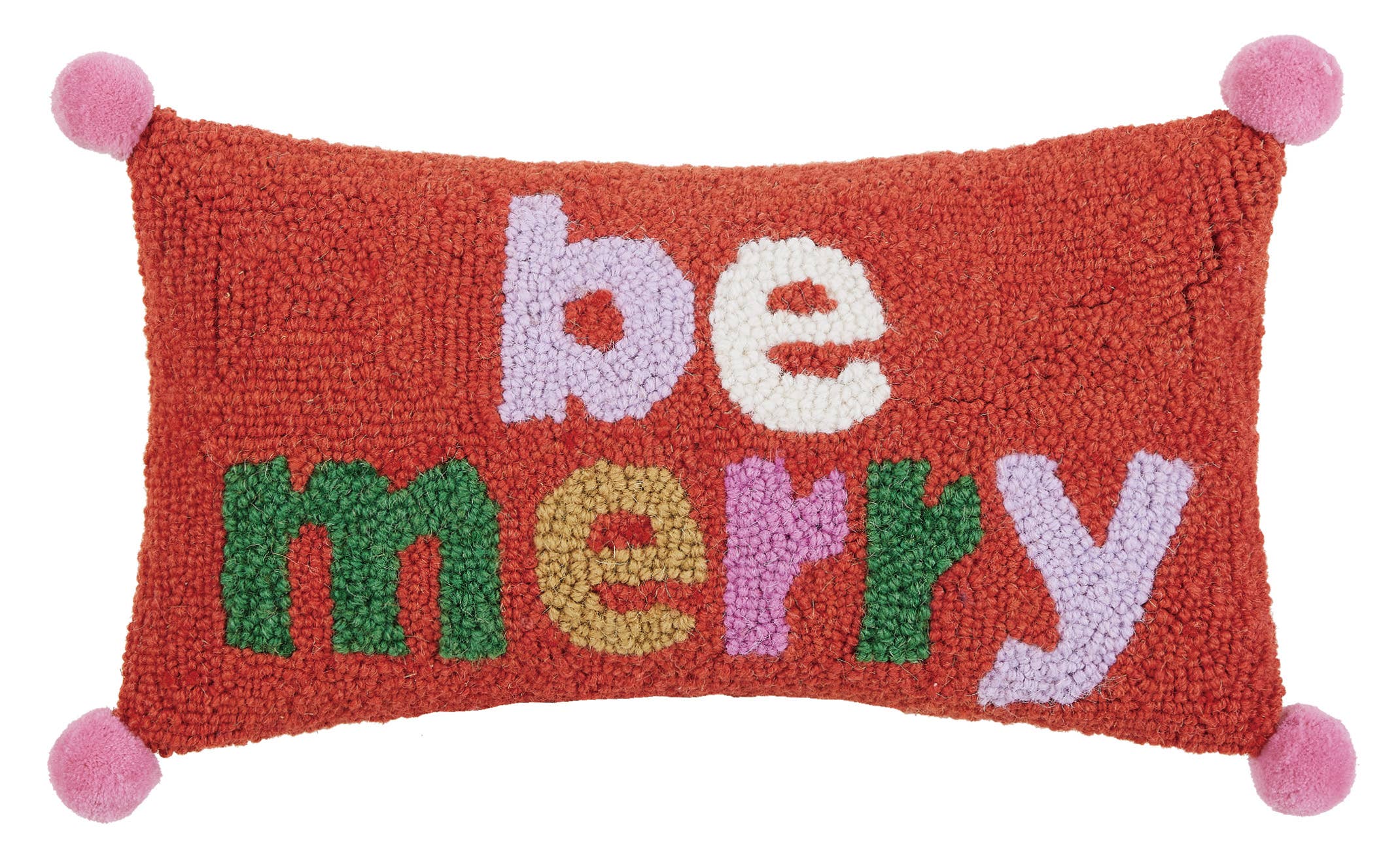 Be Merry W/Pom Pom Hook Pillow