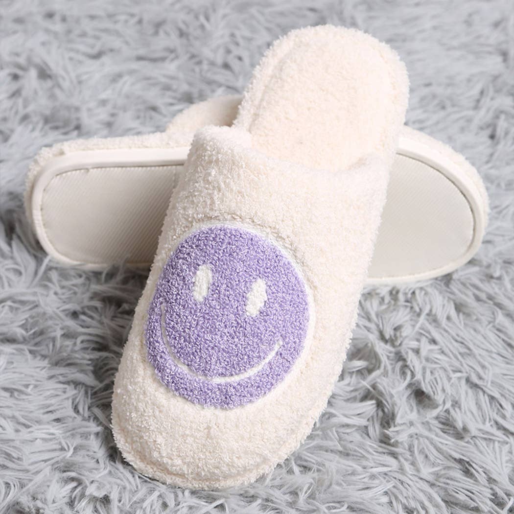 Lavender Smiley Slippers