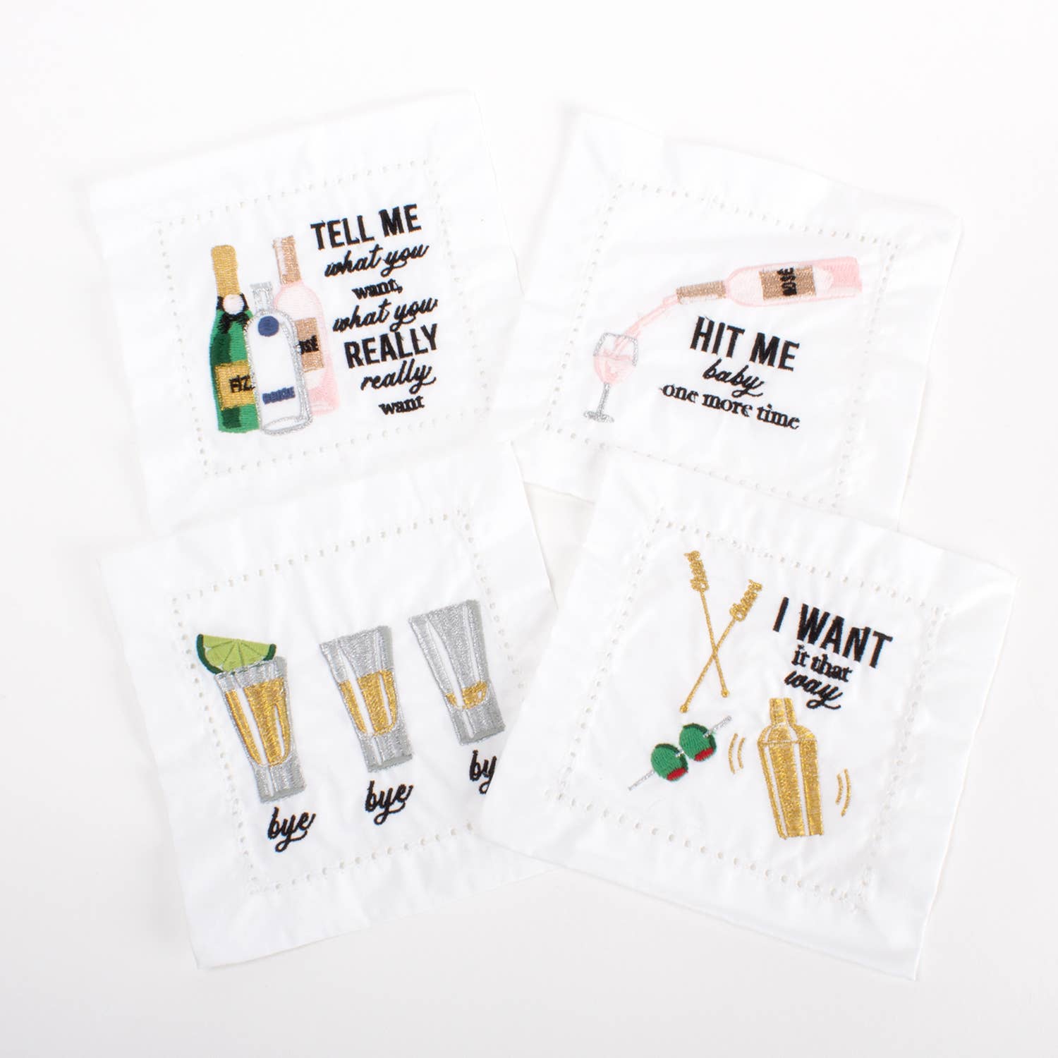 90's Embroidered Cocktail Napkin Set