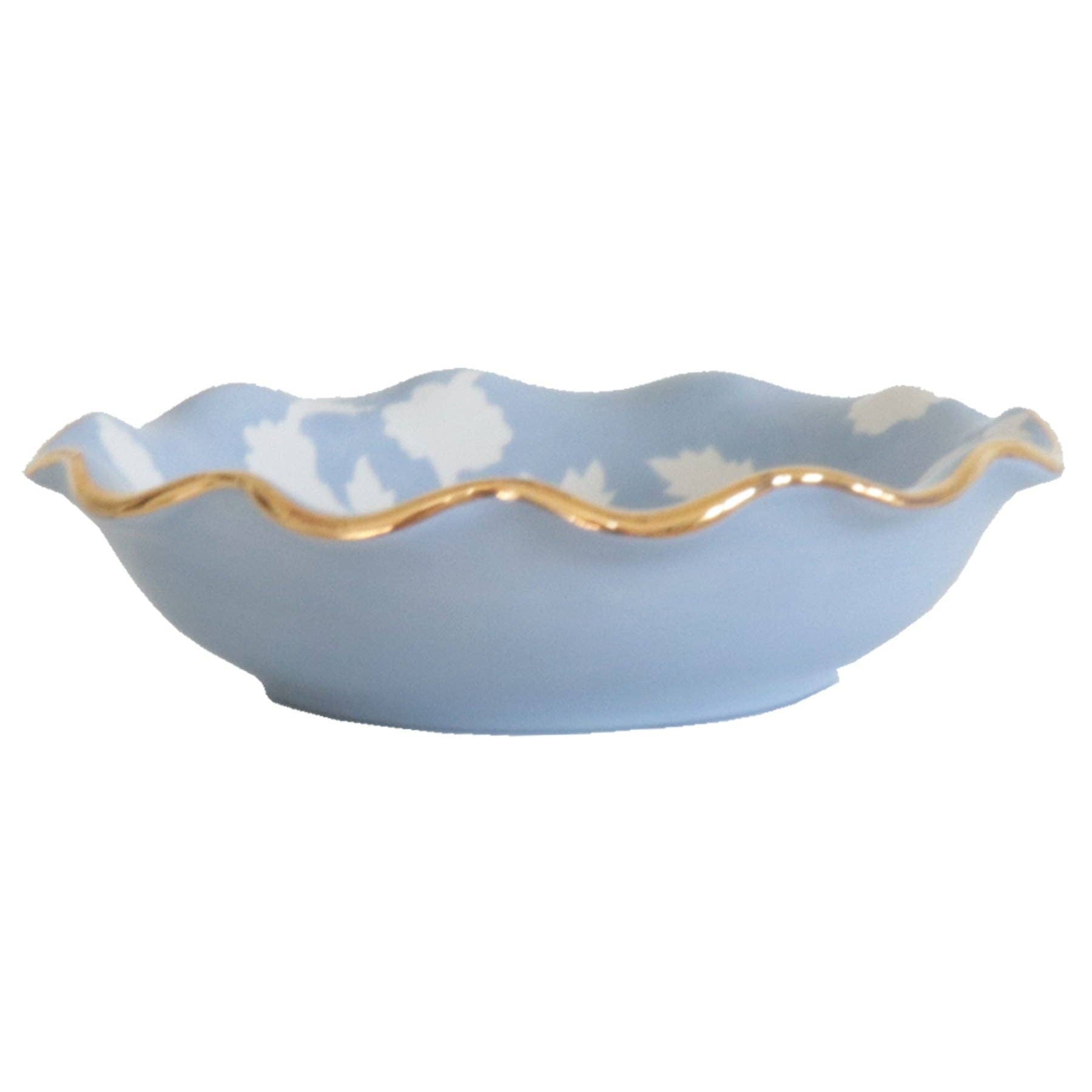 Chinoiserie Dreams Scalloped Bowls with 22K Gold Accent Large / Serenity Blue