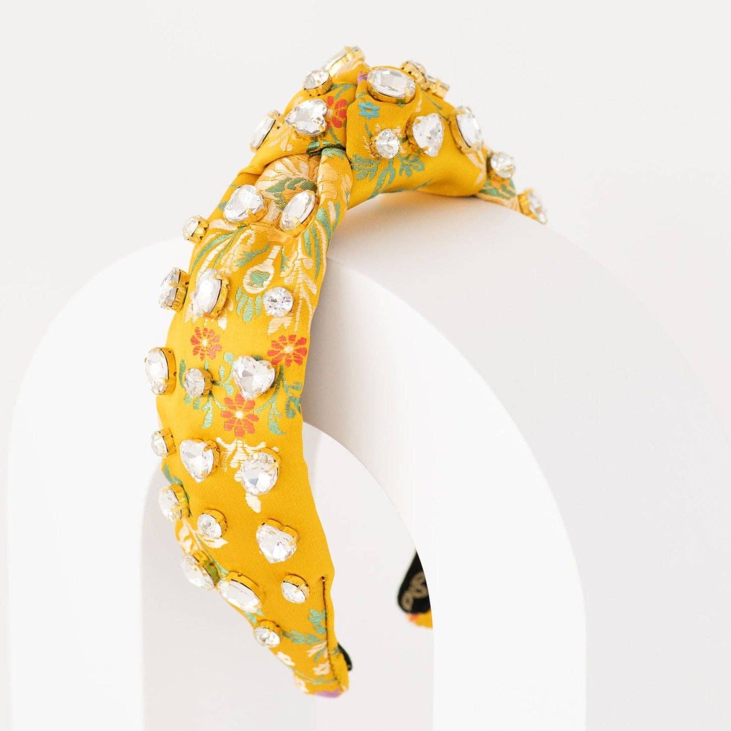 Marigold Jeweled Floral Silk Headband