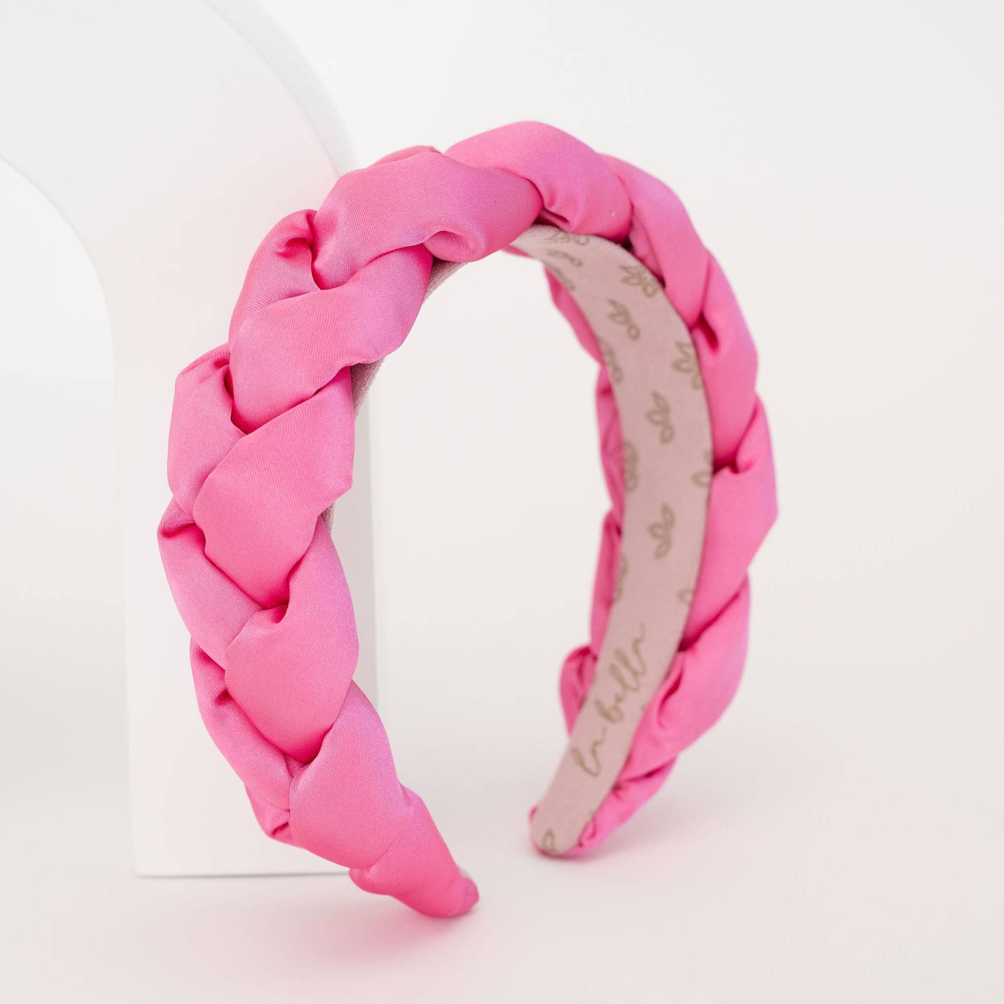 Lipstick Pink Satin Braided Halo Headband