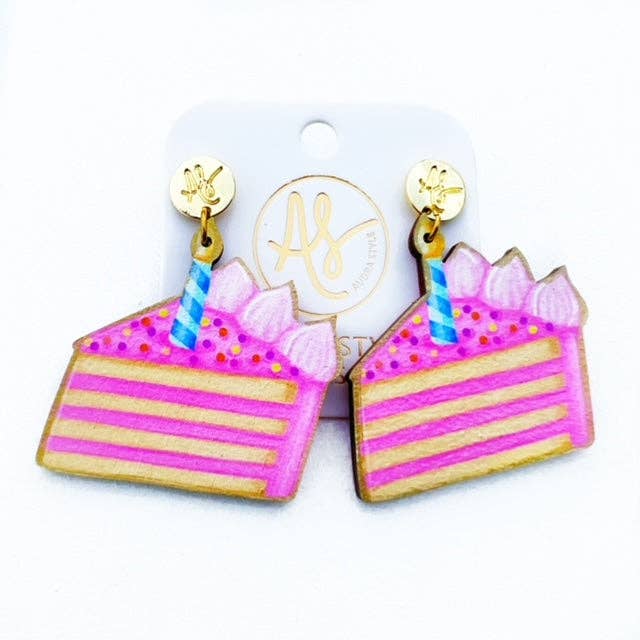 Large Statement Colorful Birthday Cake Artwork Earrings