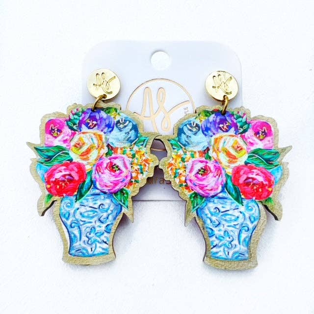 Large Colorful Statement Artwork Bouquet Floral Earring