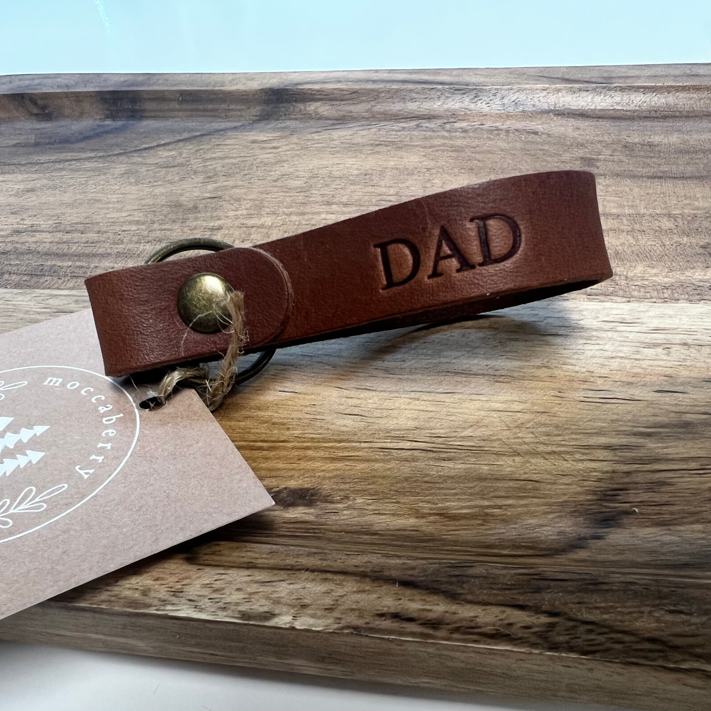 DAD Dark Leather Keychain
