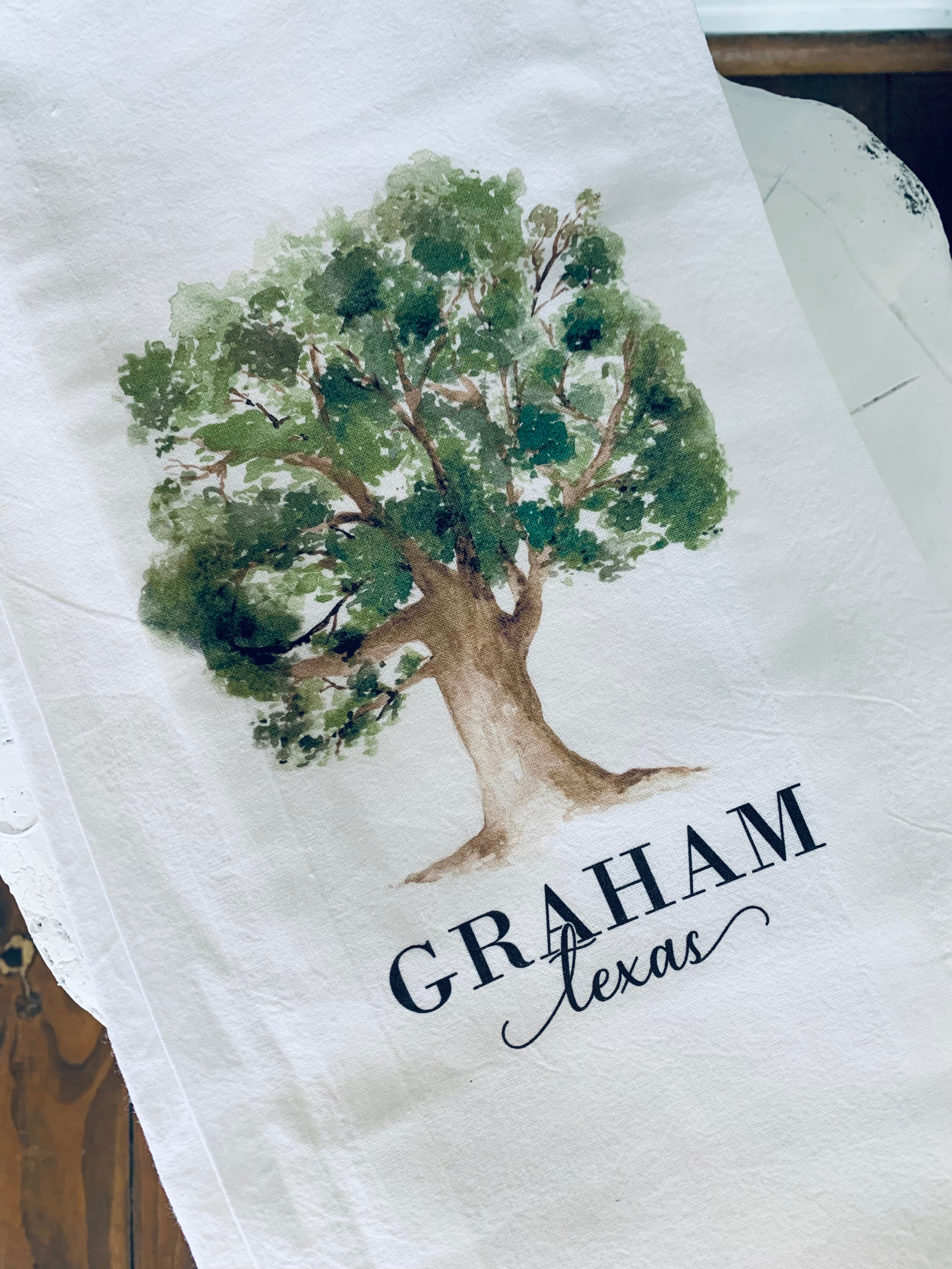 Oak Tree Graham, Texas Tea Towel